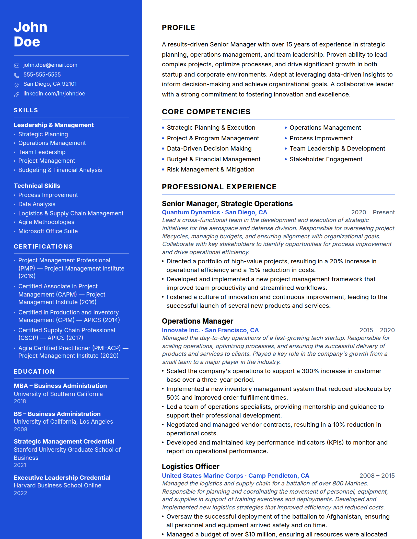 Sidebar Professional Template